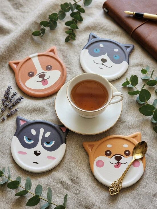 Other - Heavy Ceramic Dog Coasters & Tea Set